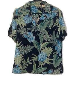 Tommy Bahama Women's 100% Silk Tropical Pineapple Floral Shirt Size L (12/14)